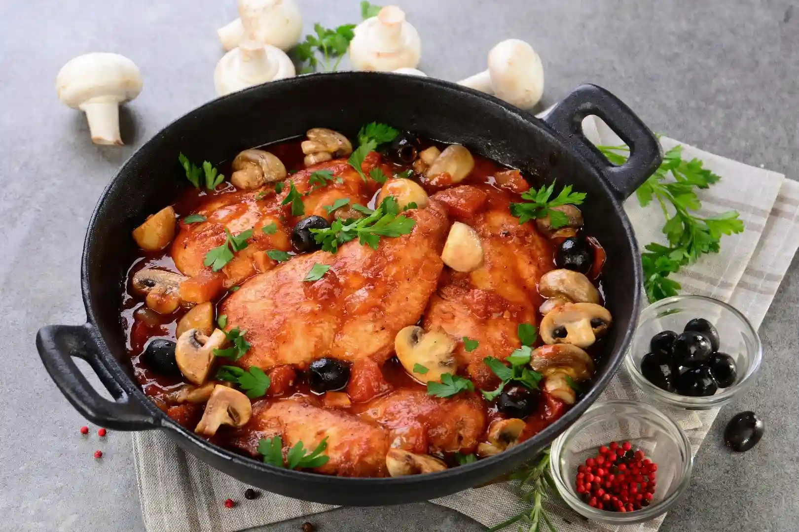 Chicken breast a`la cacciatore